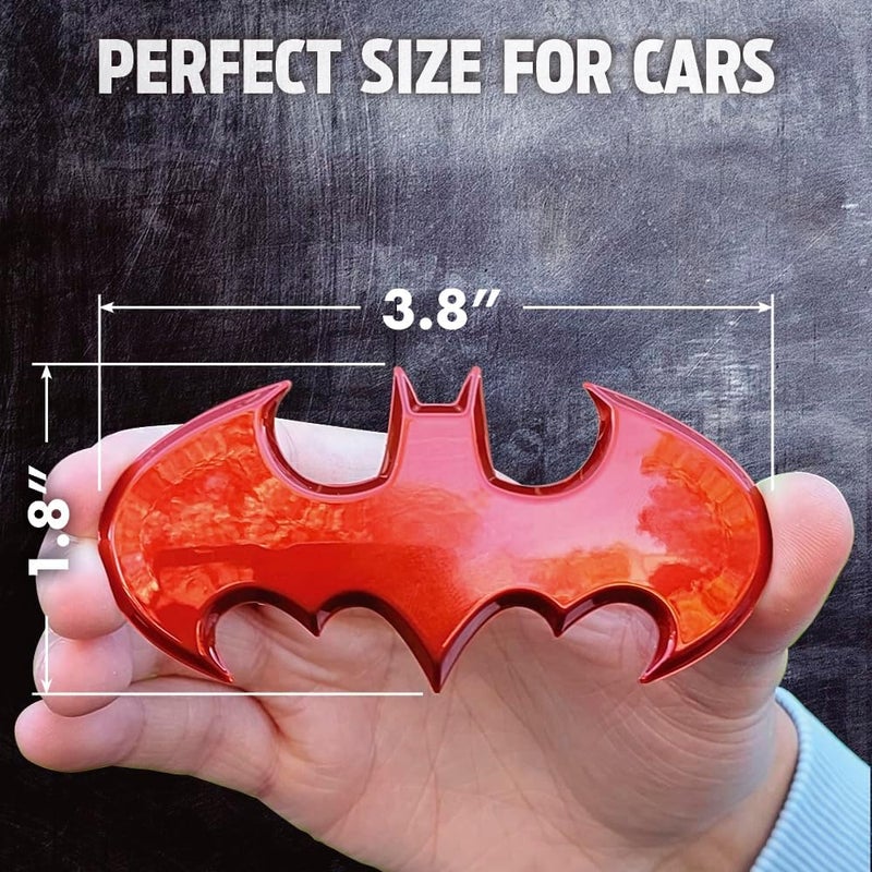 Fan Emblems Batman 3D Car Badge - 1989 Batwing Logo (Red Chrome: 3.8 x 1.8 x 0.2 inches) - Image 2